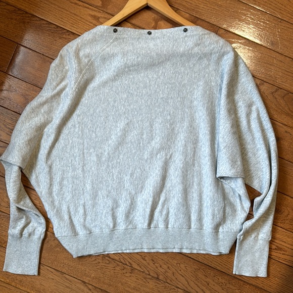 AllSaints Elle Snap-Detail Grey Marl Batwing Sweater - Picture 12 of 12